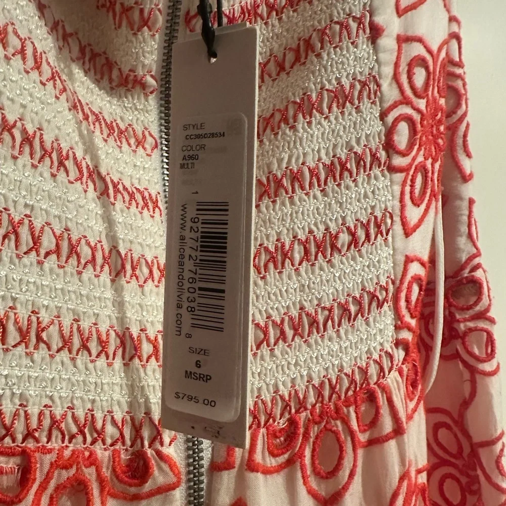 🔖 NWT $795 Alice + Olivia Tawney Eyelet Tiered Maxi Dress - Picture 9 of 12